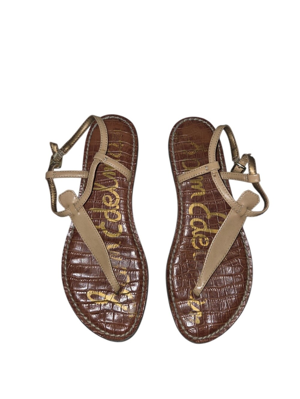Sam Edelman Gigi Patent Leather T-Strap Sandals Tan Size 6 - Picture 14 of 16
